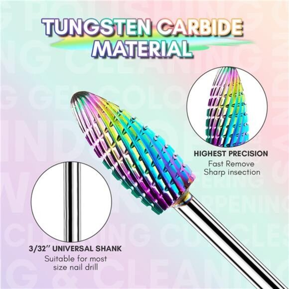 Makartt Nail Drill Bits Set, 10Pcs Tungsten Carbide, Remove Acrylic - Picture 2 of 7